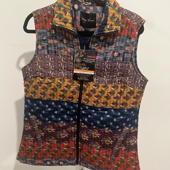 Young Threads Patchwork Quilted Zip Vest Boho Style JK21011 - Picture 2 of 4
